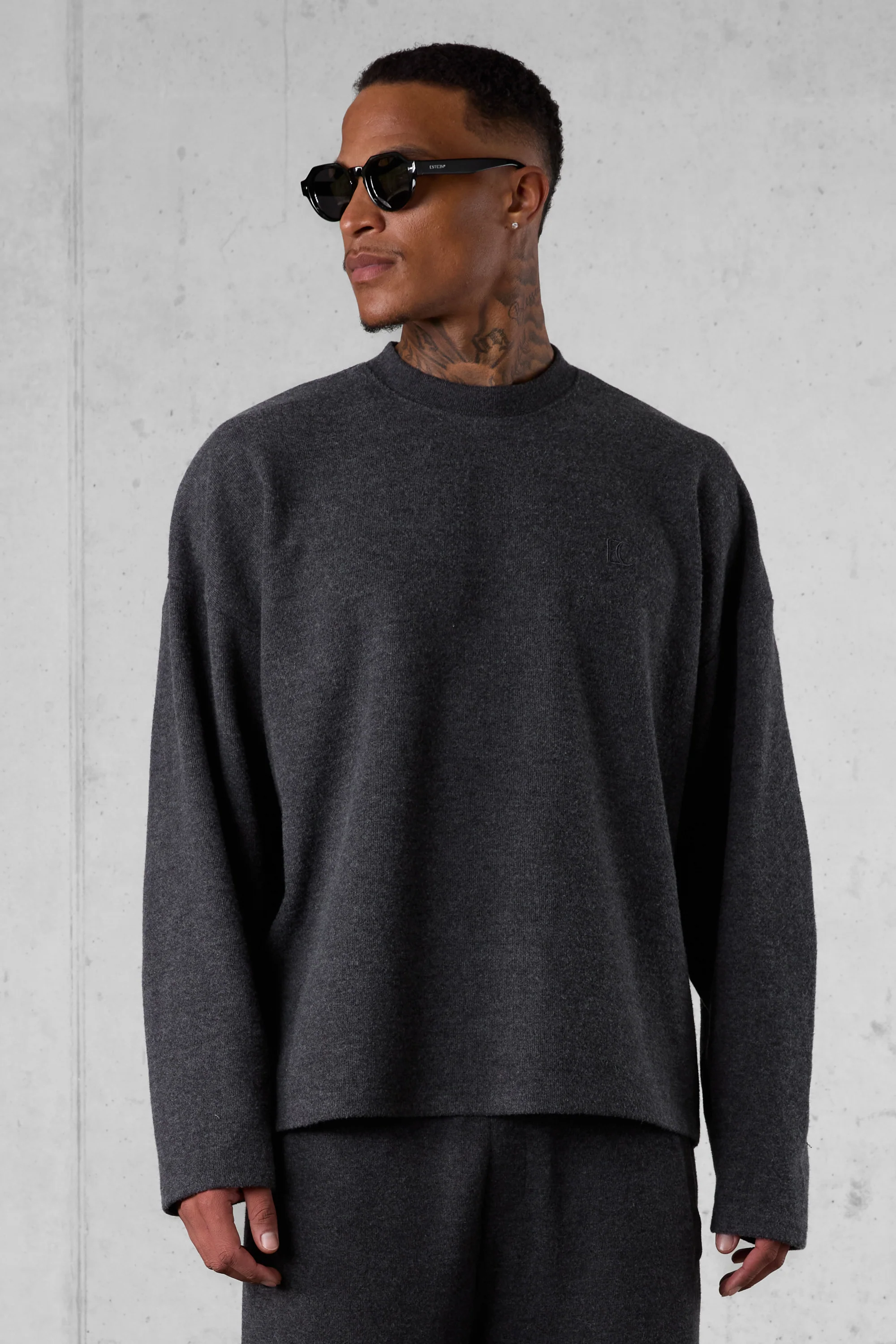 ANTHRACITE MELANGE COMFY OVERSIZED SWEATER - Image 4
