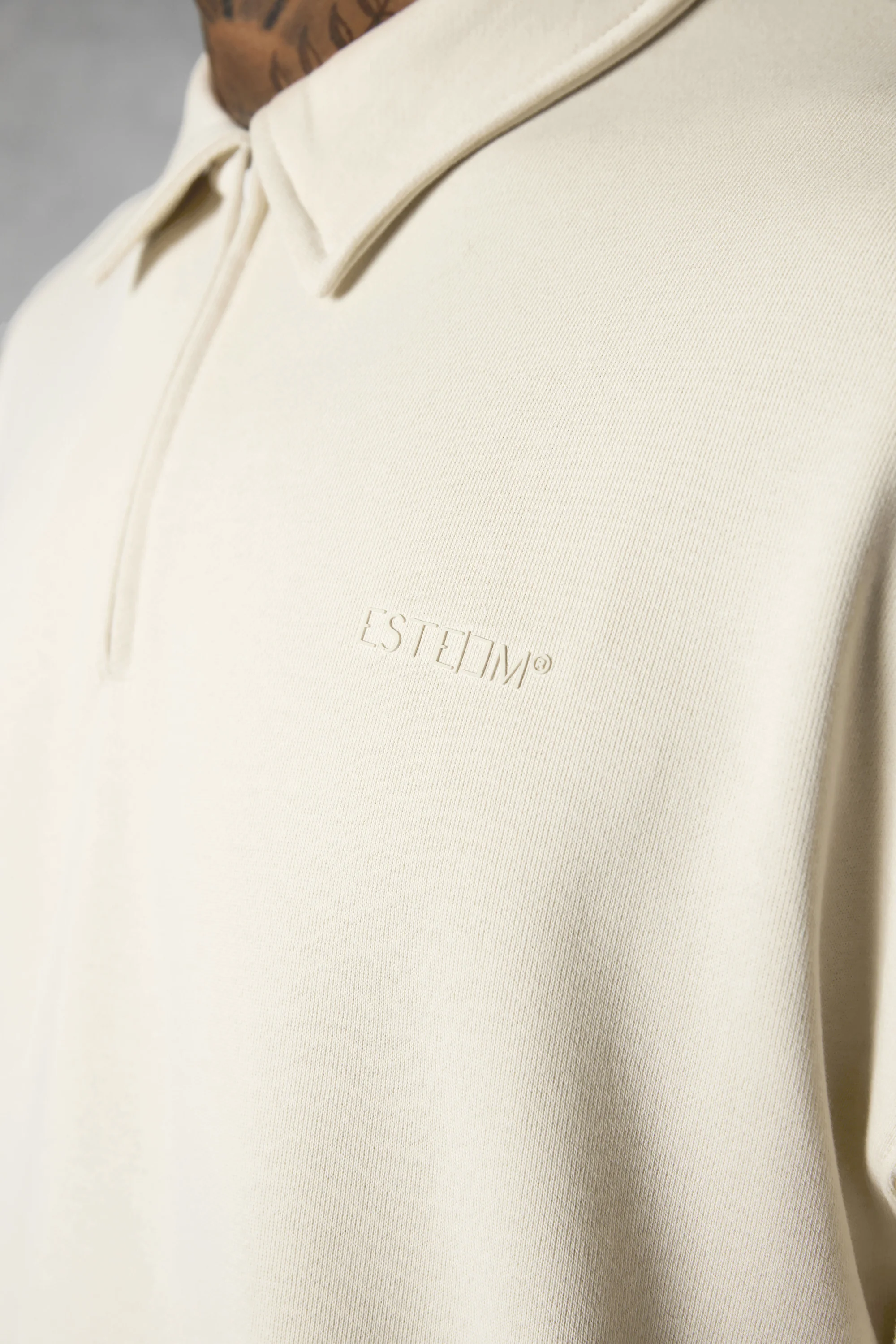 BEIGE ESSENTIAL OVERSIZED HALFZIP SWEATER - Image 5