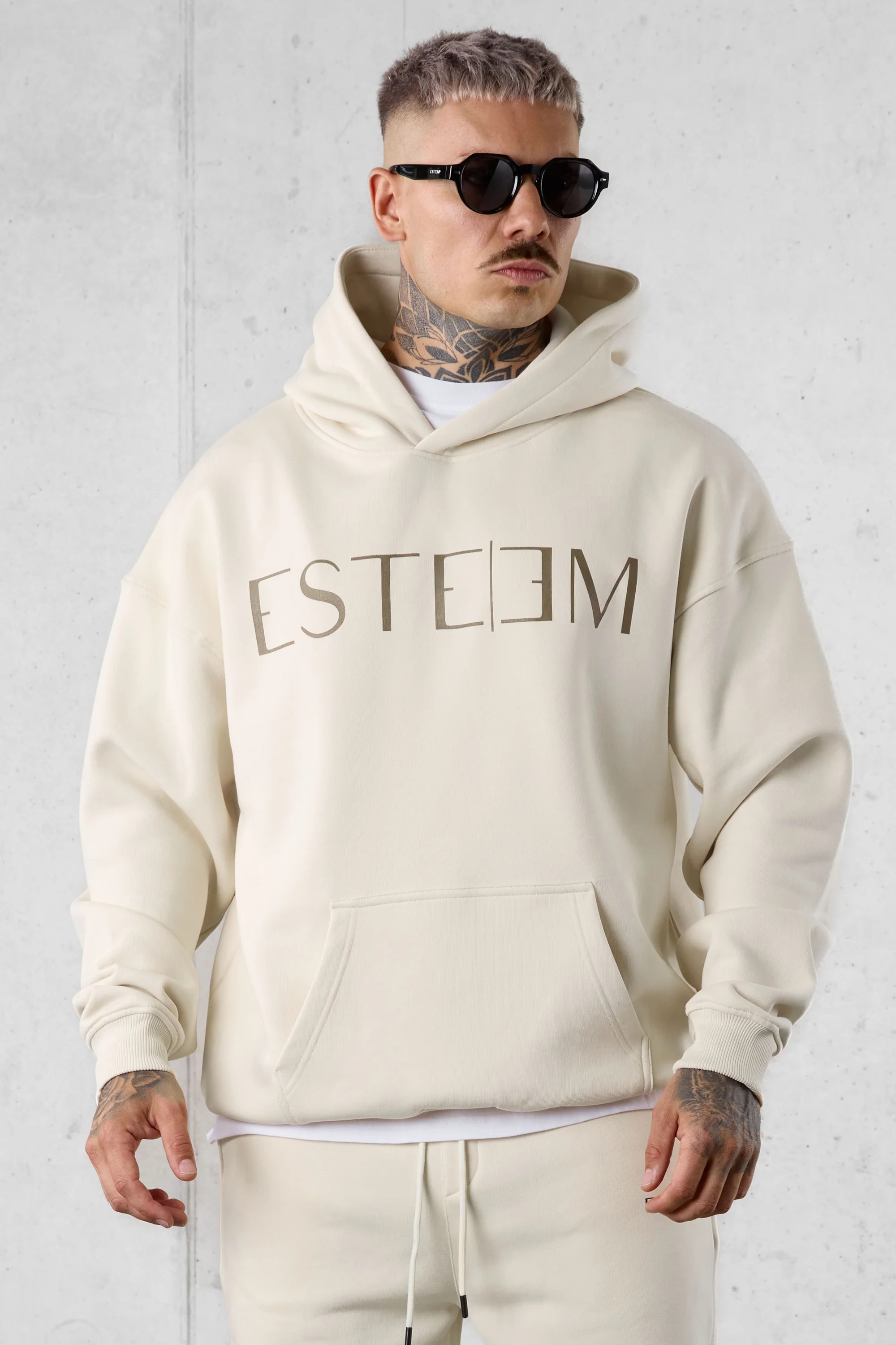 BEIGE LETTERING OVERSIZED HOODIE - Image 4