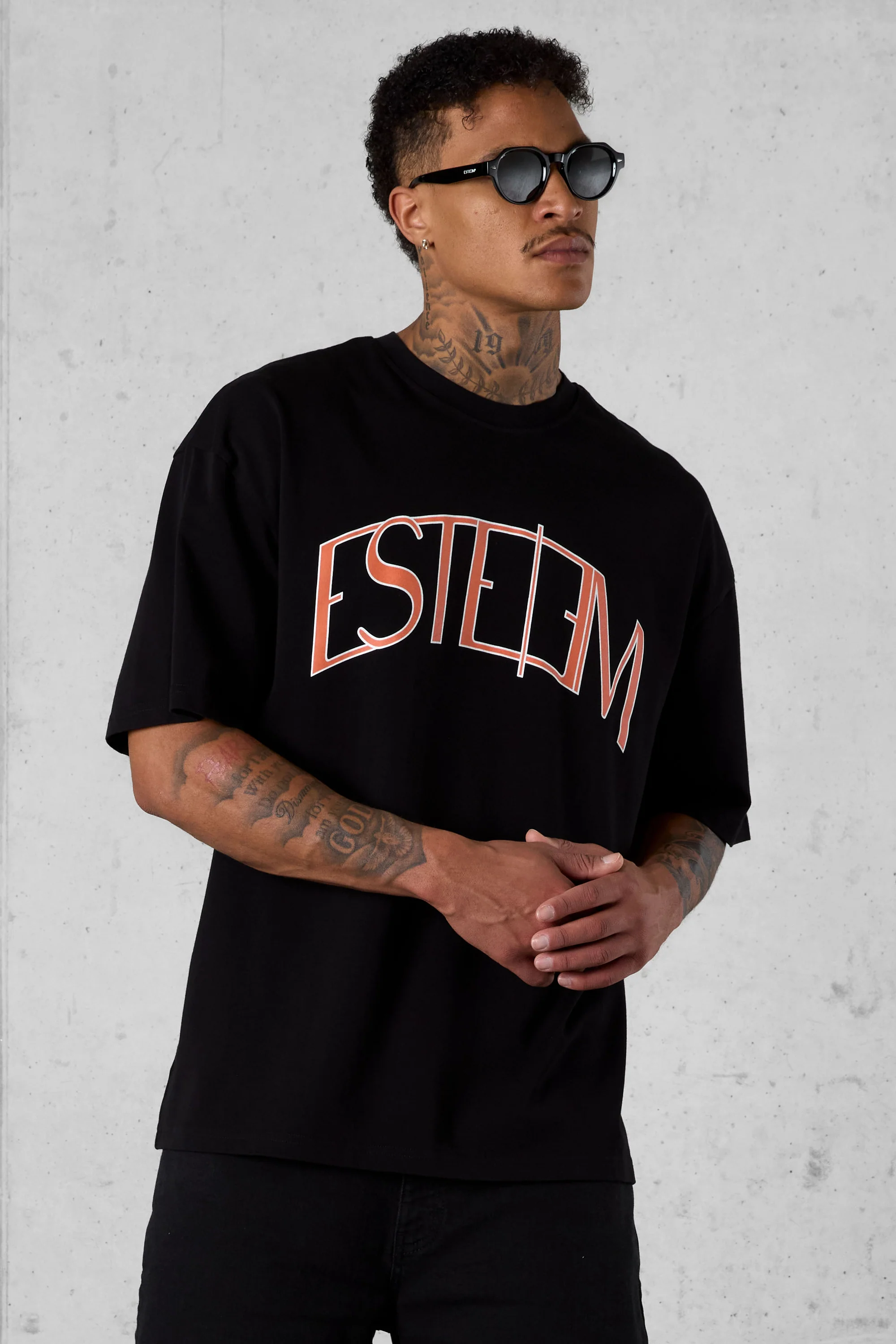 BLACK BURNTCORAL CURVE OVERSIZED TEE - Image 3