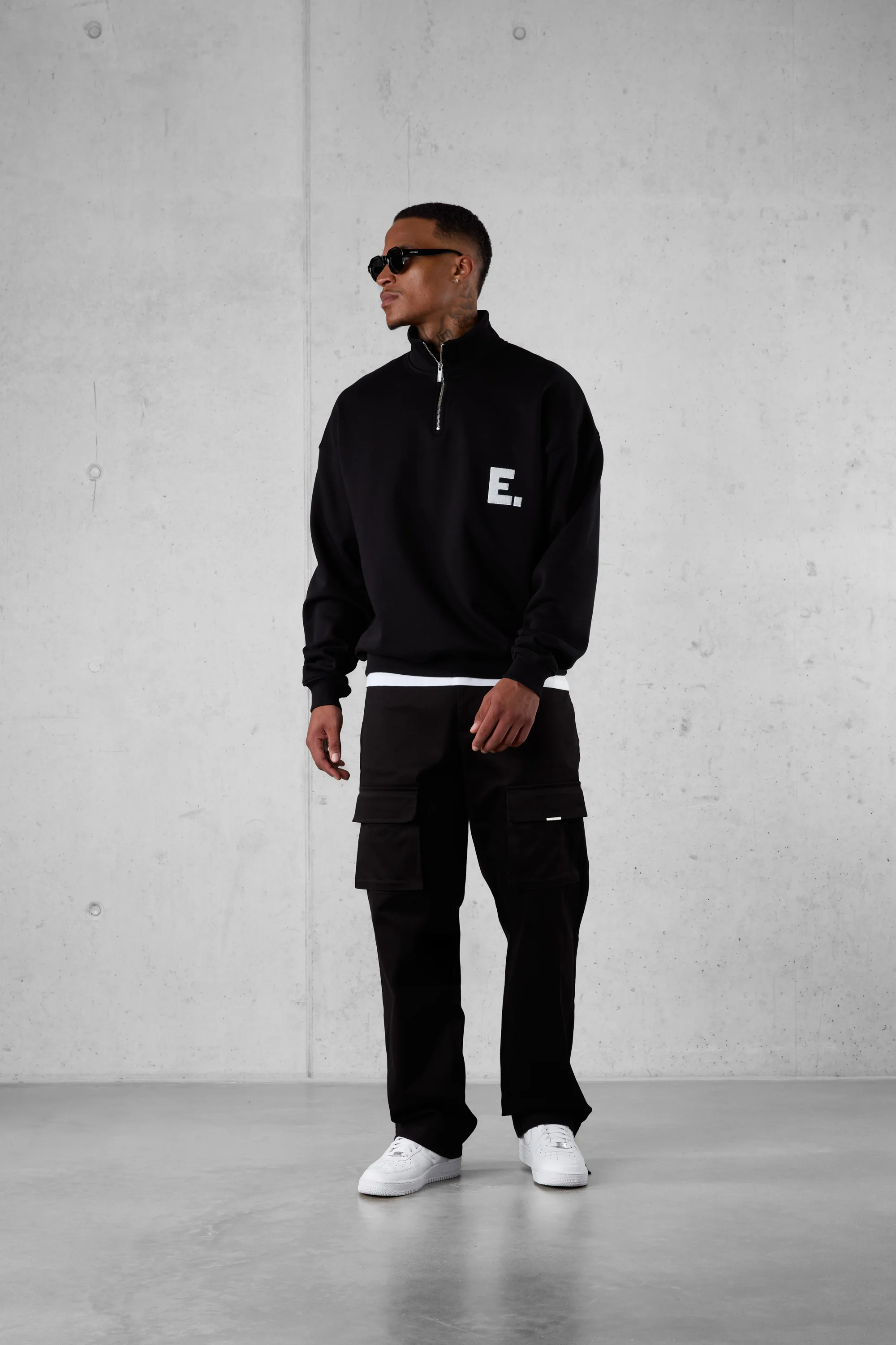 BLACK E. STATEMENT OVERSIZED HALFZIP SWEATER - Image 3