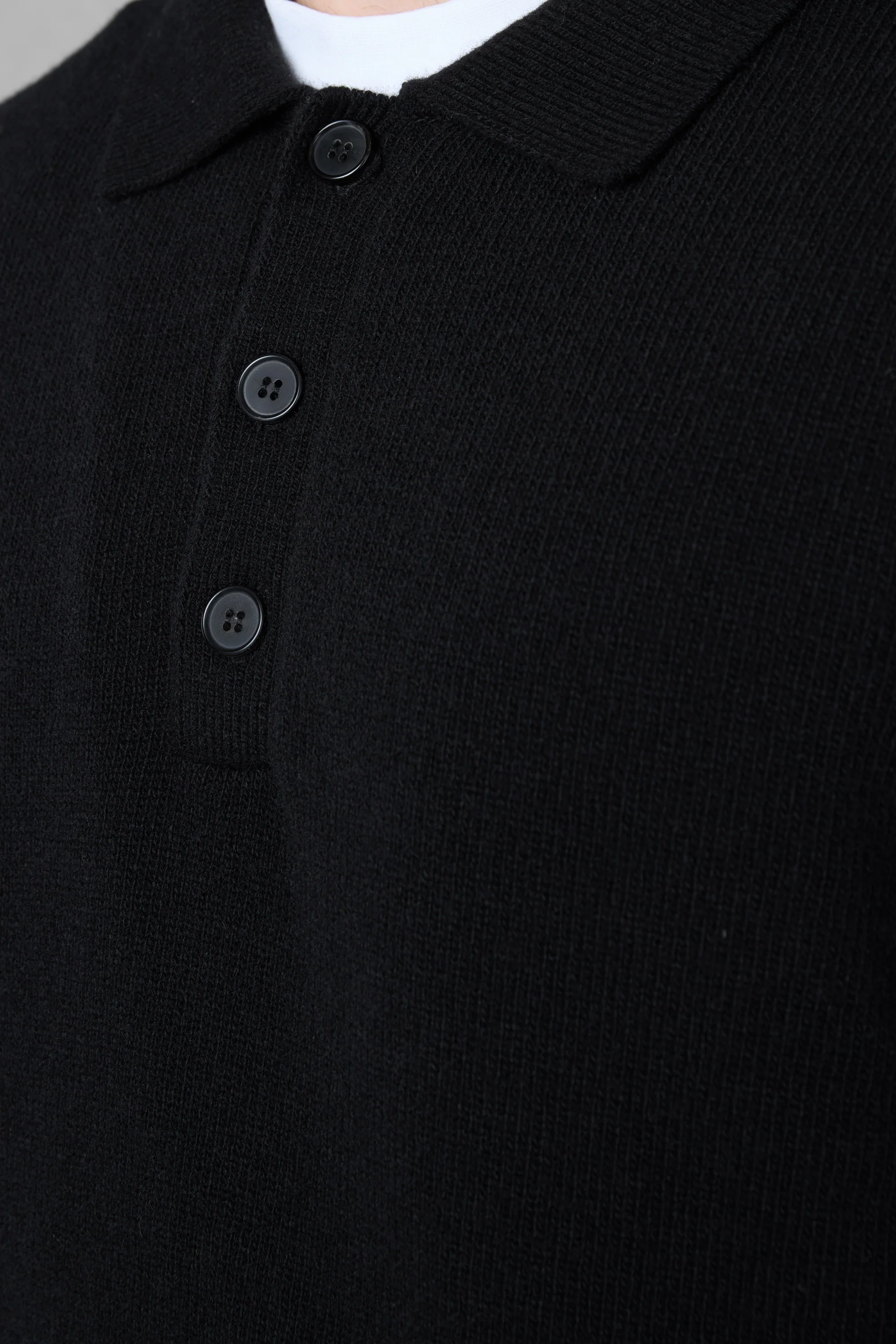 BLACK KNIT POLO SWEATER - Image 3