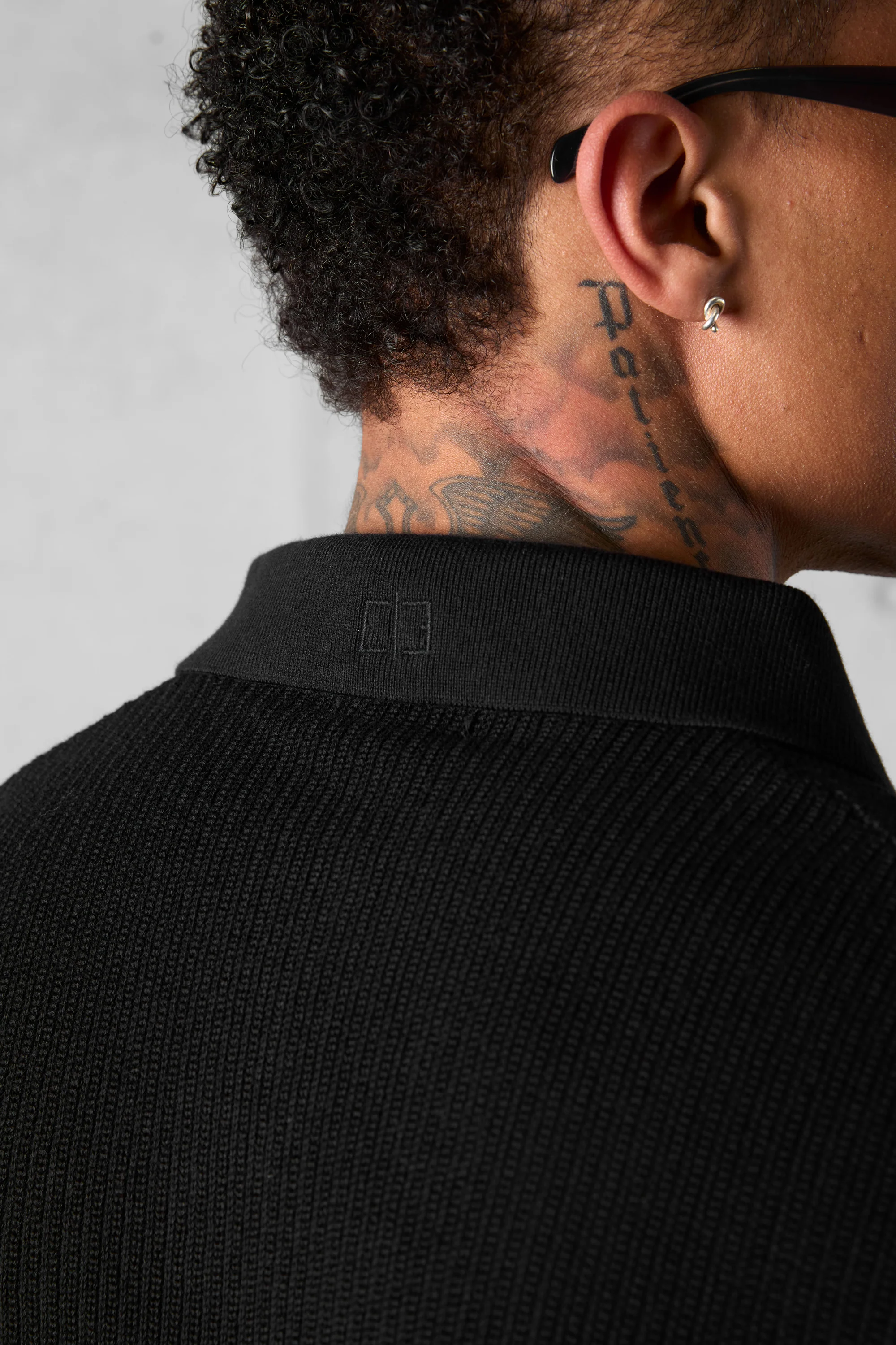 BLACK OVERSIZED KNIT POLOSHIRT - Image 6