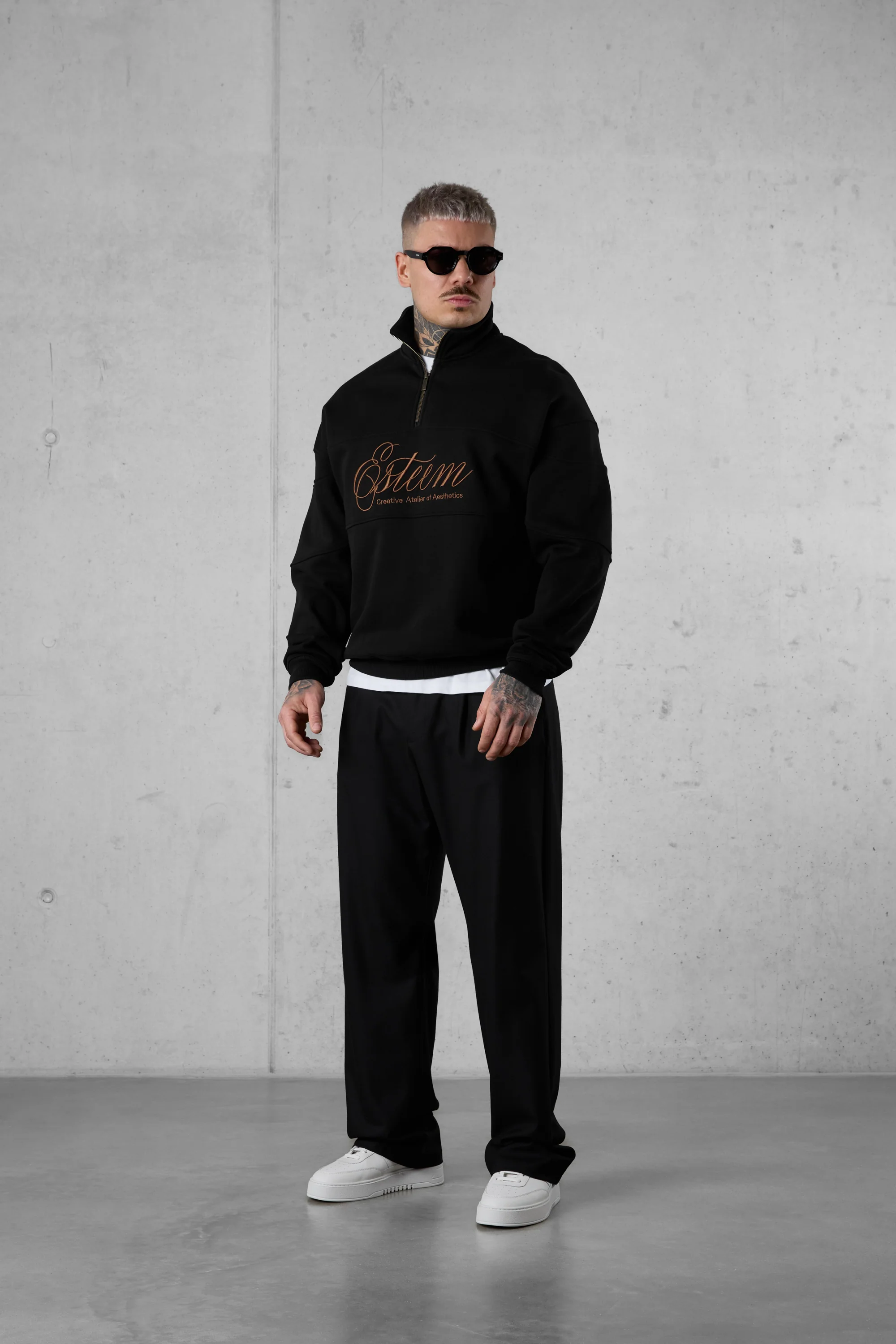 BLACK SIGNATURE AESTHETICS OVERSIZED HALFZIP SWEATER - Image 3