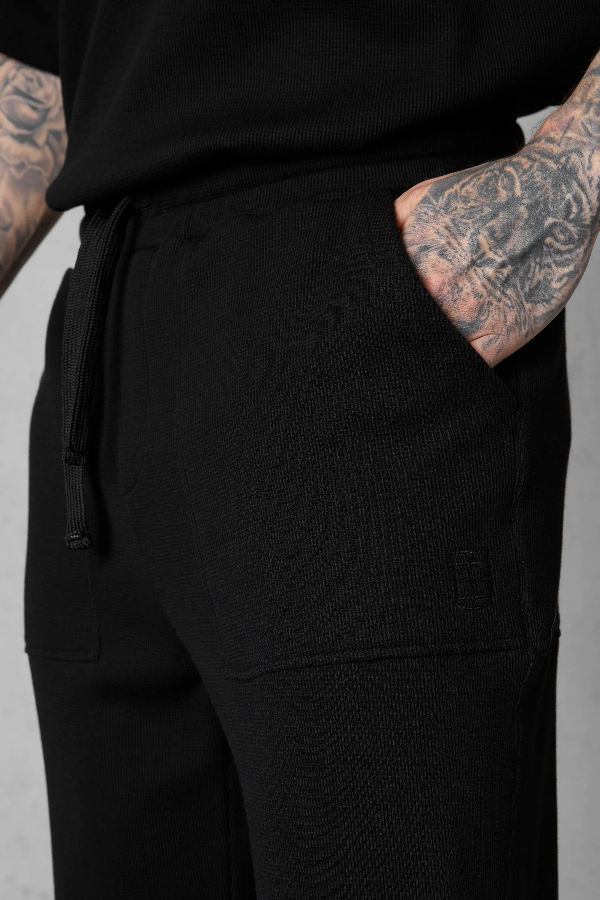 BLACK WAFFLE PANTS - Image 4