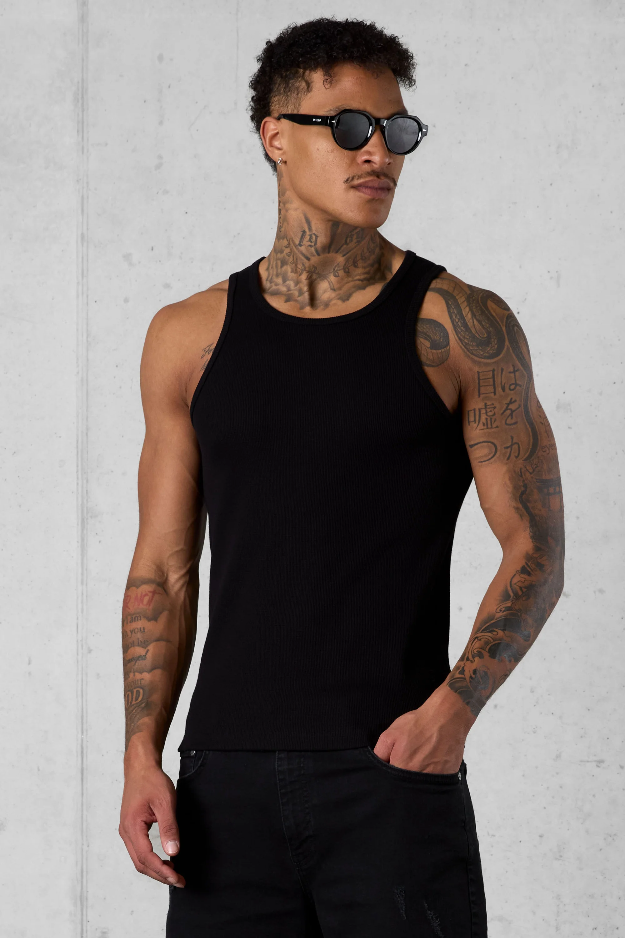 BLACK WAFFLE TANK TOP - Image 3