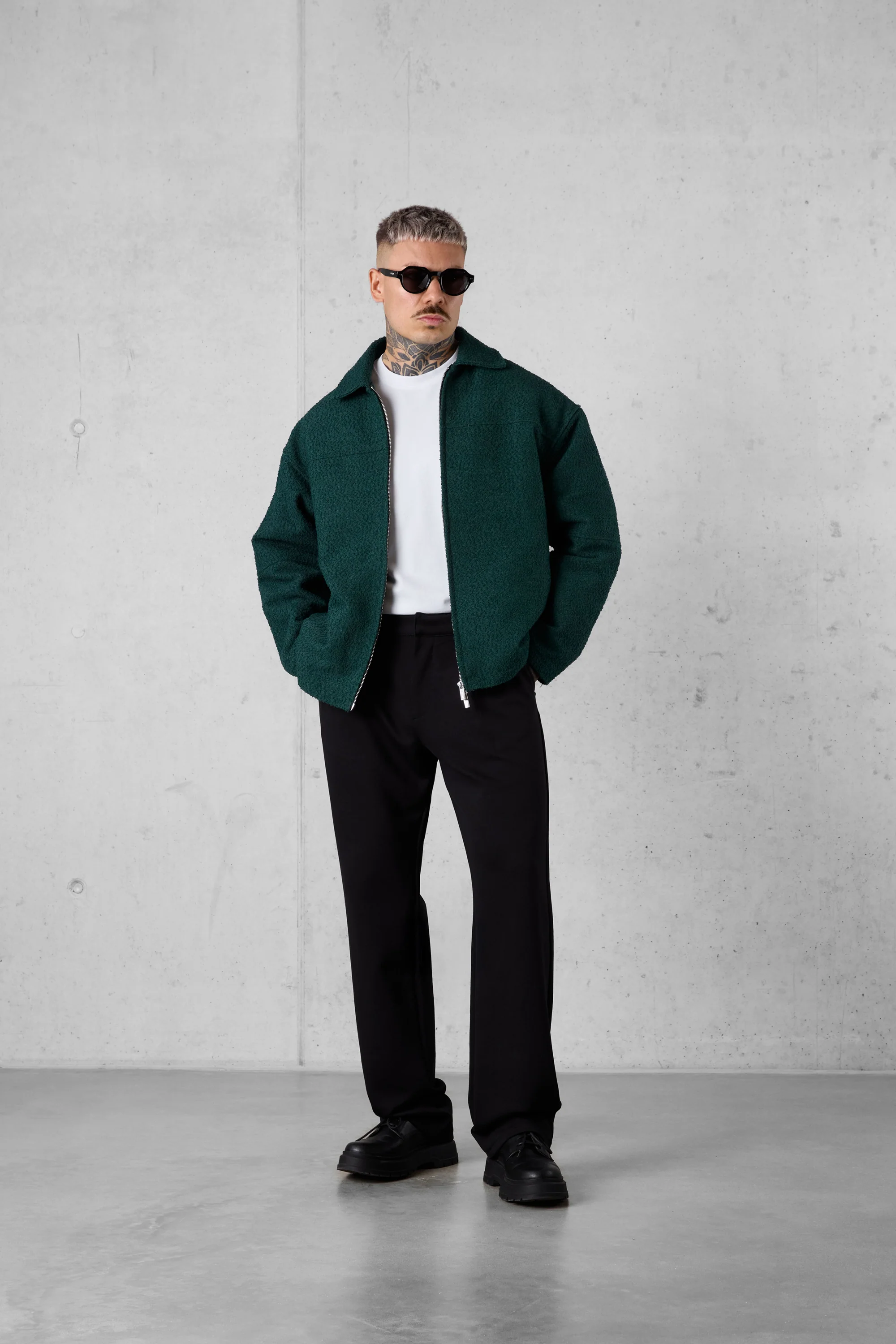 DARKGREEN BOUCLÉ OVERSIZED JACKET - Image 4