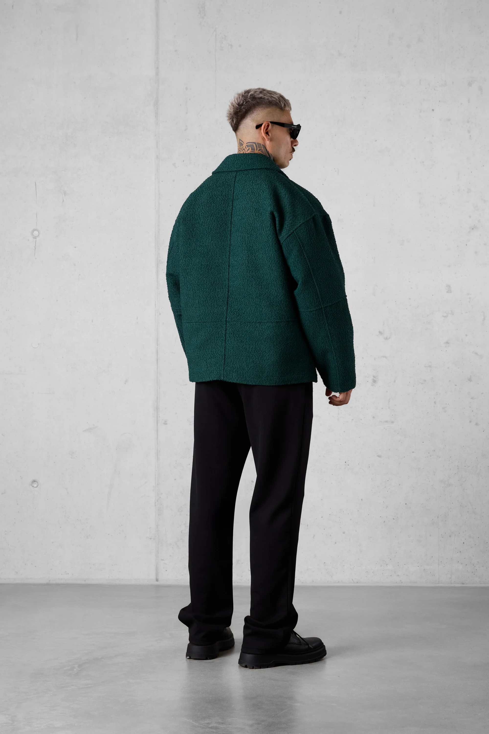 DARKGREEN BOUCLÉ OVERSIZED JACKET - Image 5
