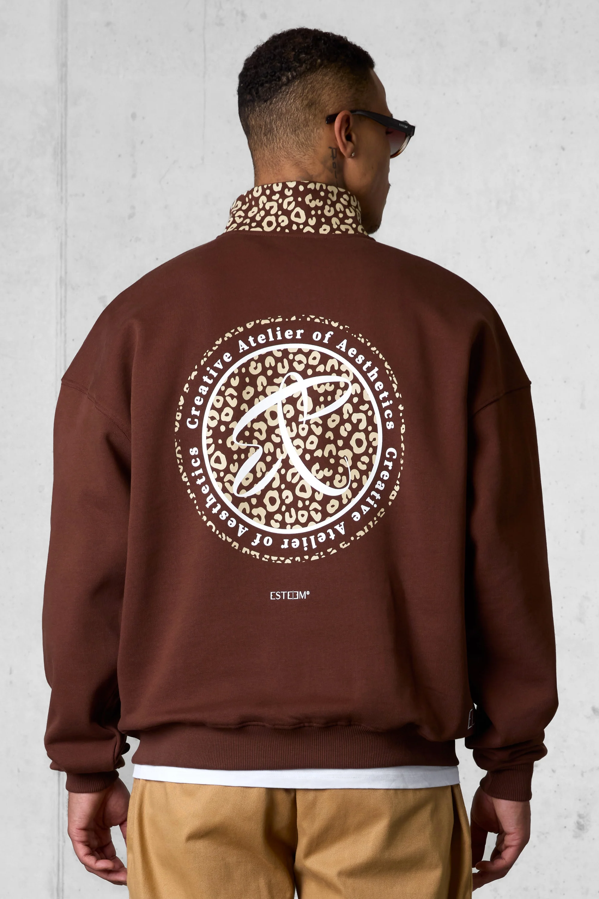 DOWNTOWNBROWN LEO AESTHETICS OVERSIZED HALFZIP SWEATER
