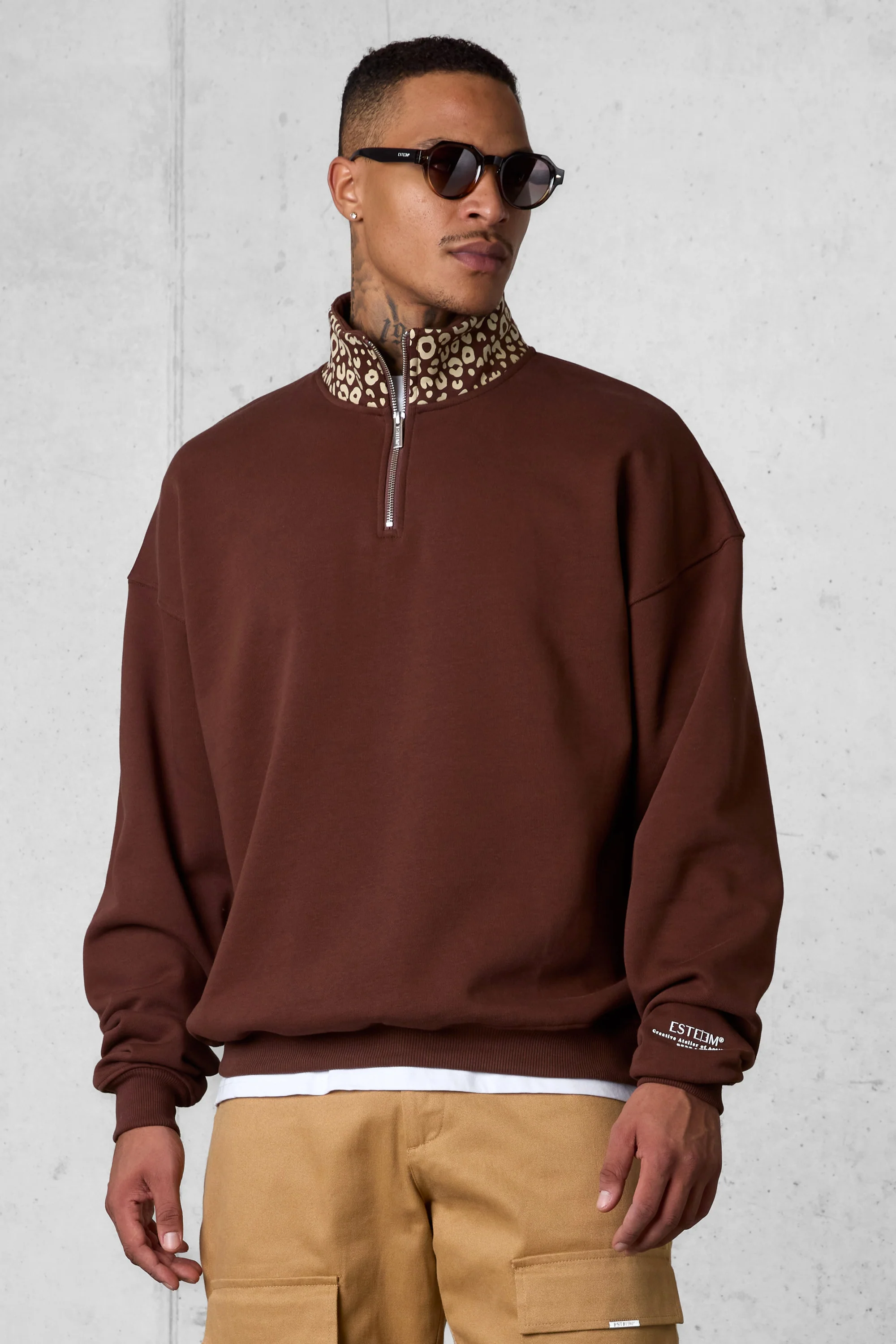 DOWNTOWNBROWN LEO AESTHETICS OVERSIZED HALFZIP SWEATER - Image 3