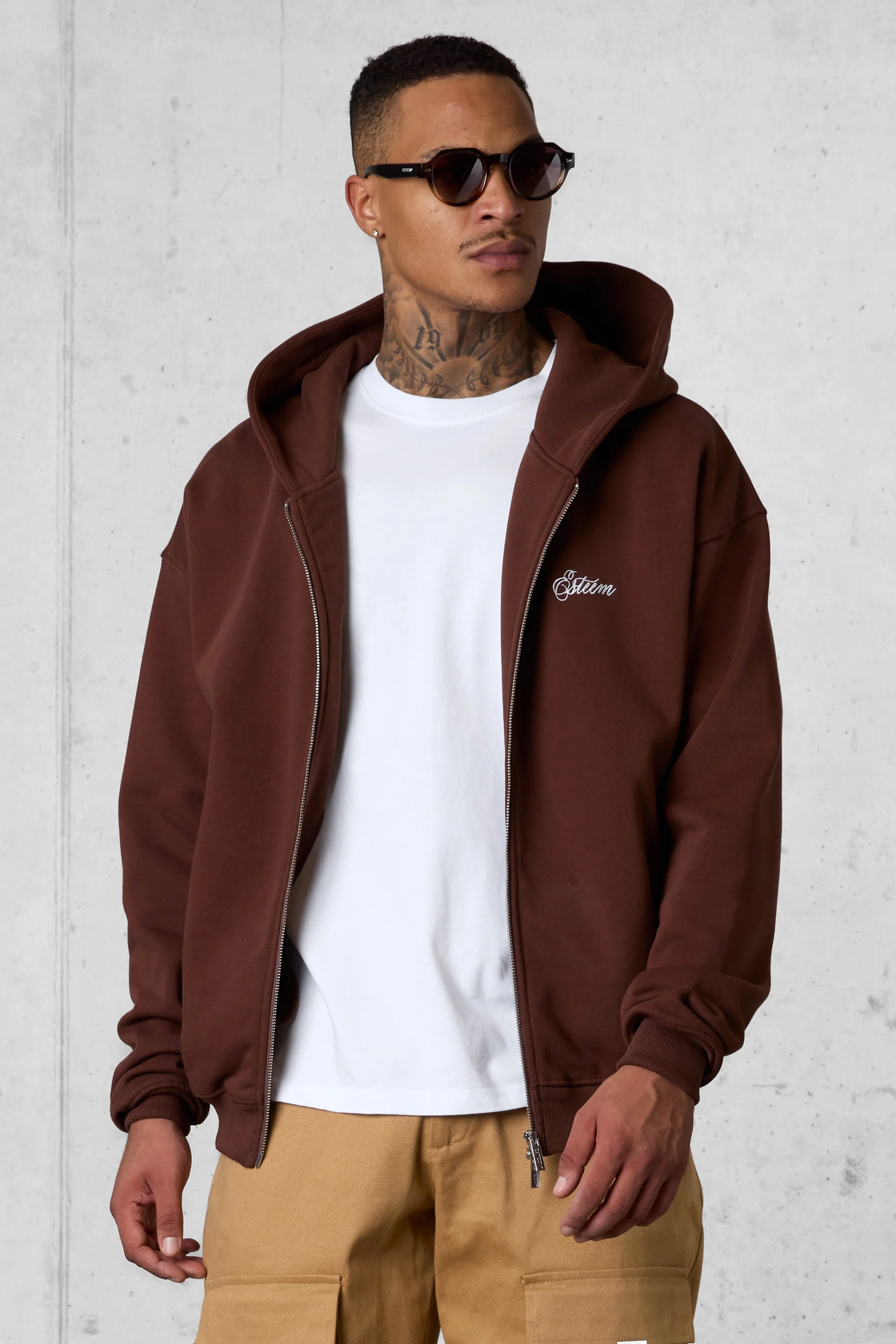 DOWNTOWNBROWN SIGNATURE OVERSIZED ZIP HOODIE - Image 3