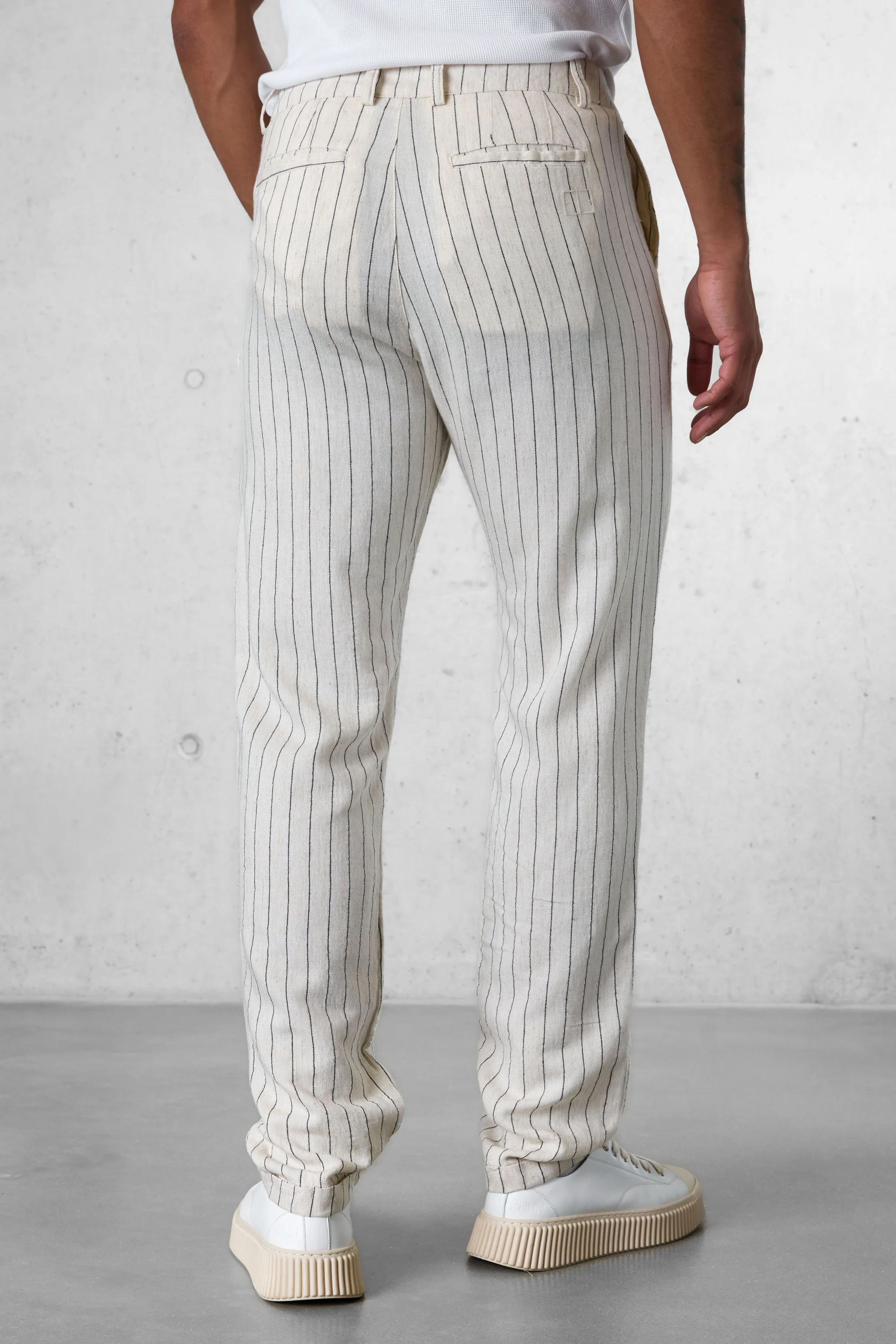 ECRU STRIPED LINEN PANTS - Image 4