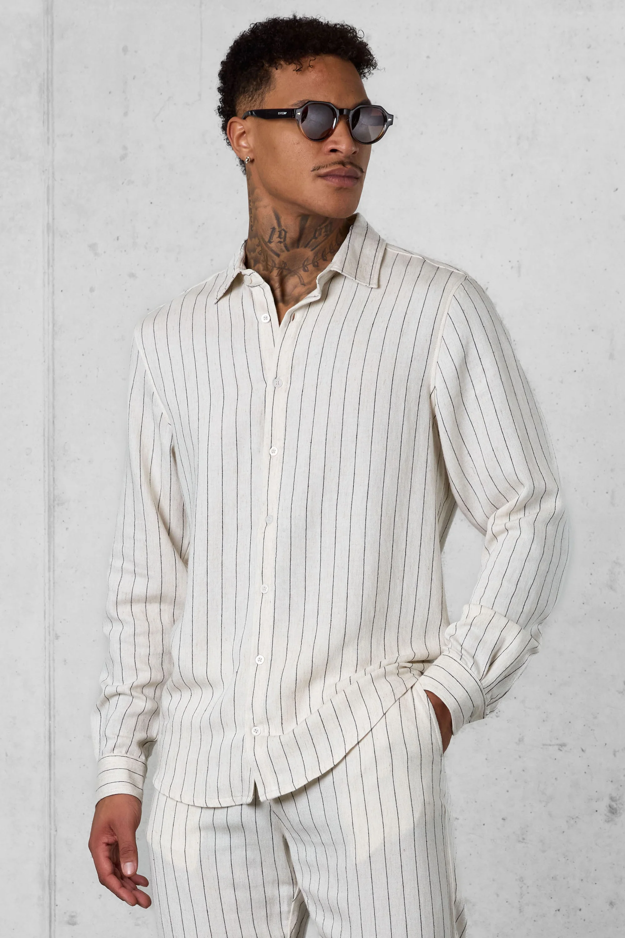 ECRU STRIPED LINEN SHIRT - Image 3