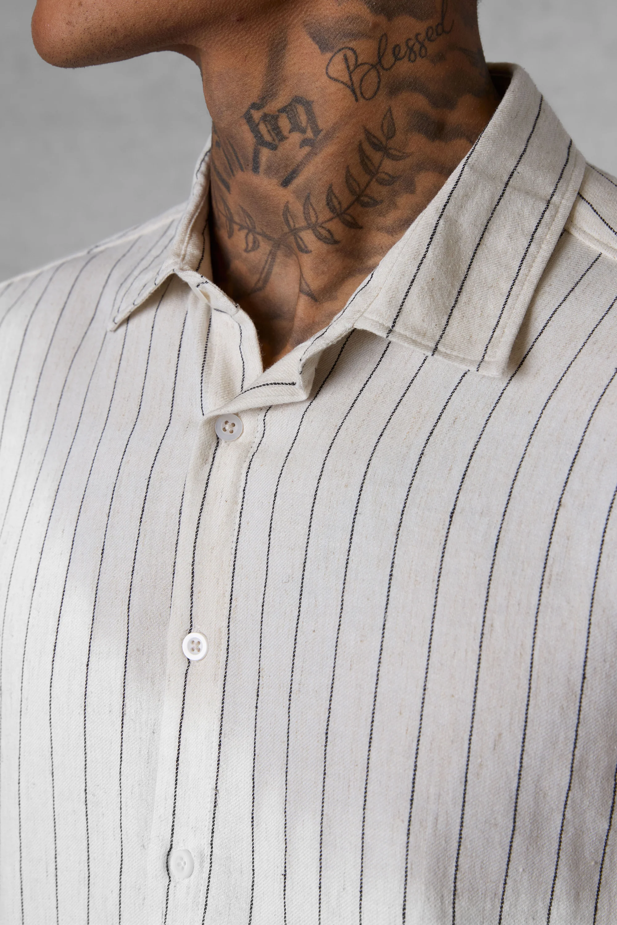 ECRU STRIPED LINEN SHIRT - Image 5