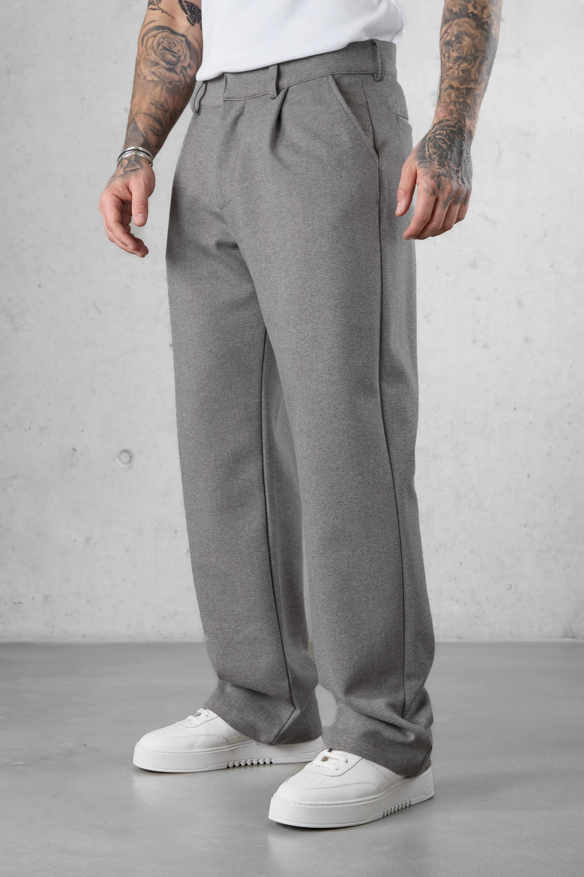 GREIGE WIDE TAILORED PANTS - Image 4