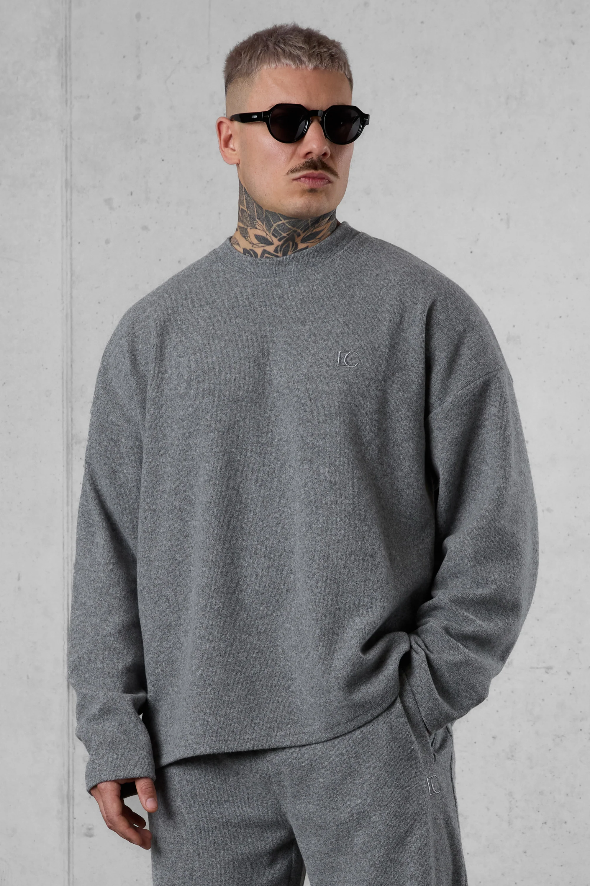 GREY MELANGE COMFY OVERSIZED SWEATER