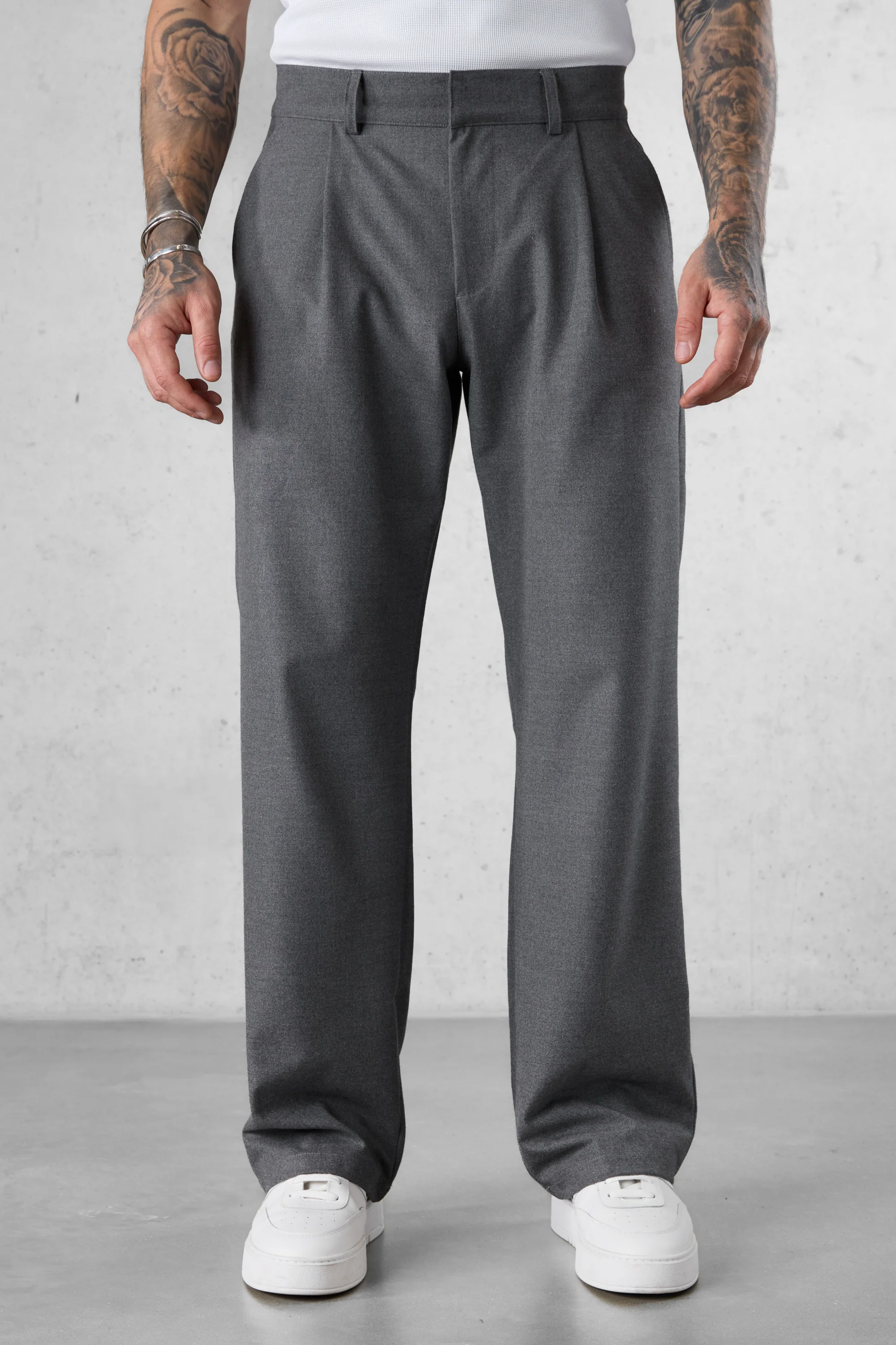 GREY WIDE TAILORED PANTS - Image 4