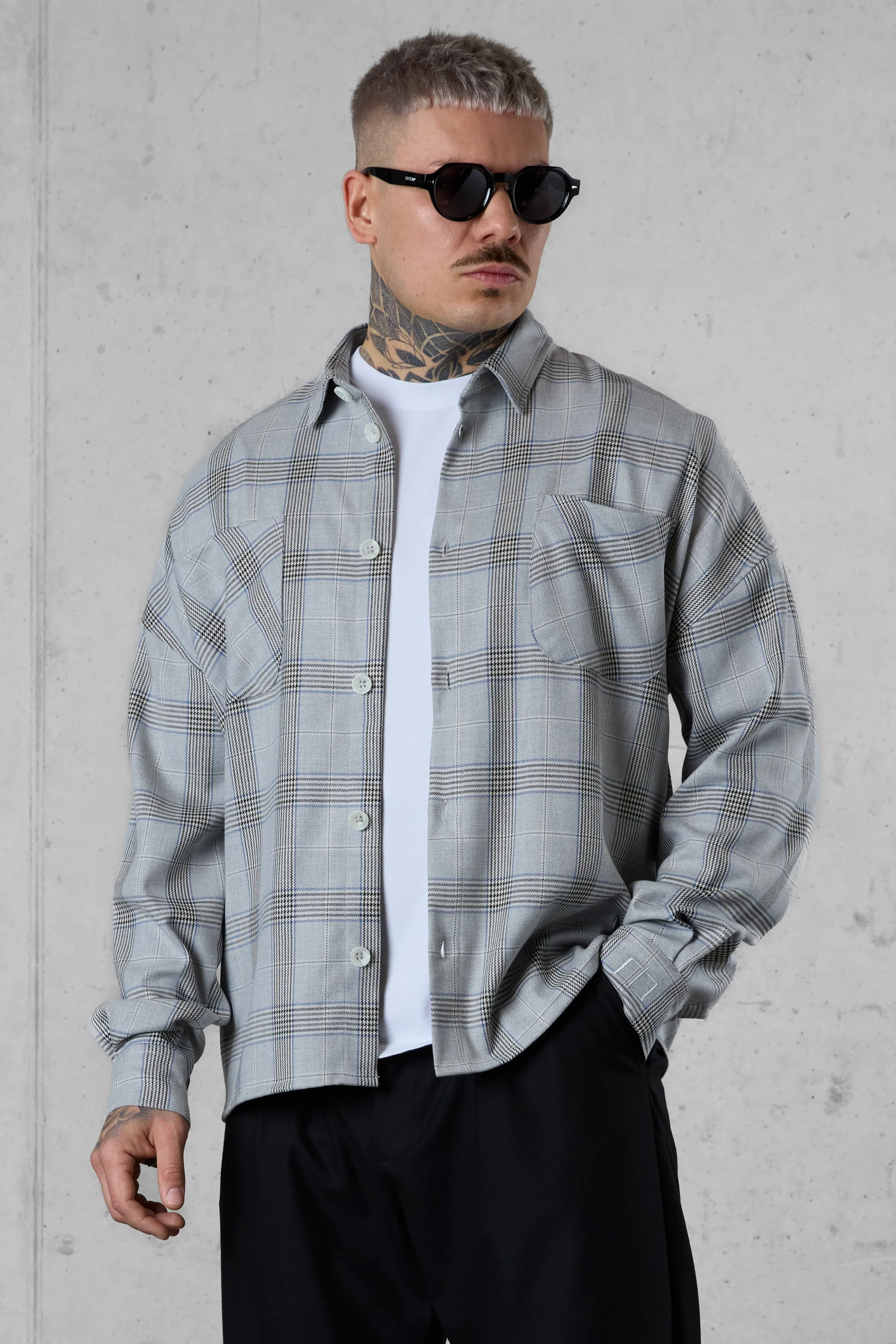 GREYBLUE PLAID OVERSIZED SHIRT - Image 3