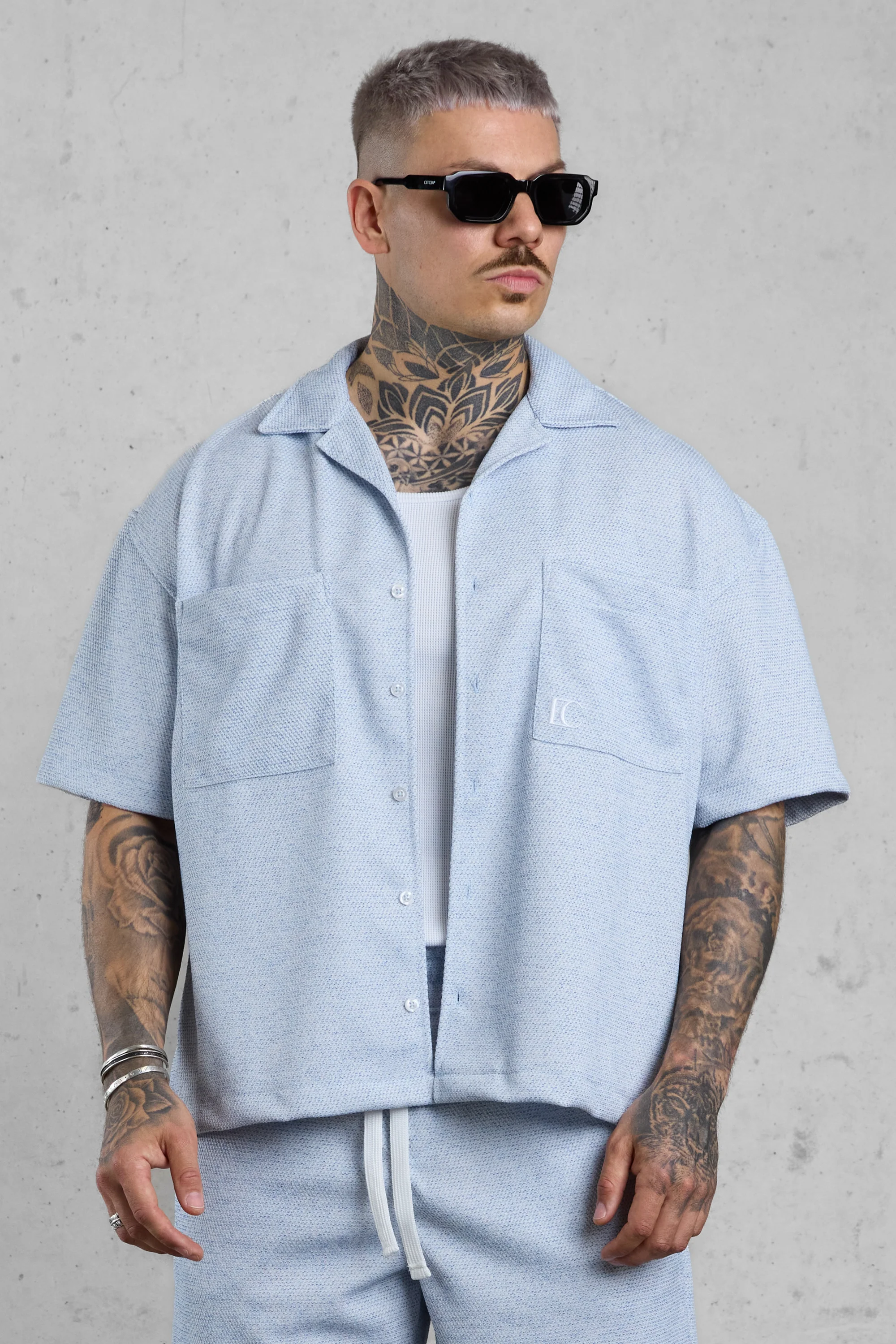 LIGHTBLUE TEXTURED SHIRT - Image 4