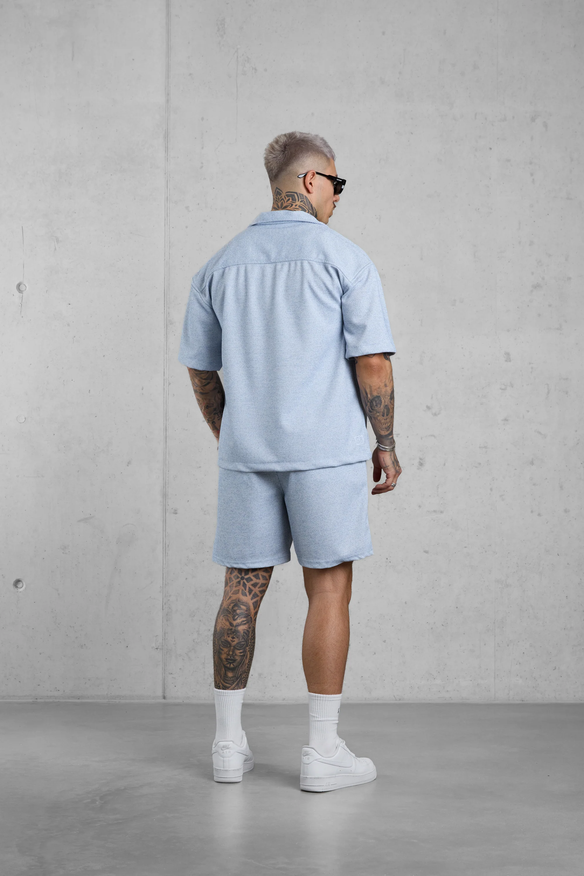 LIGHTBLUE TEXTURED SHORTS - Image 6