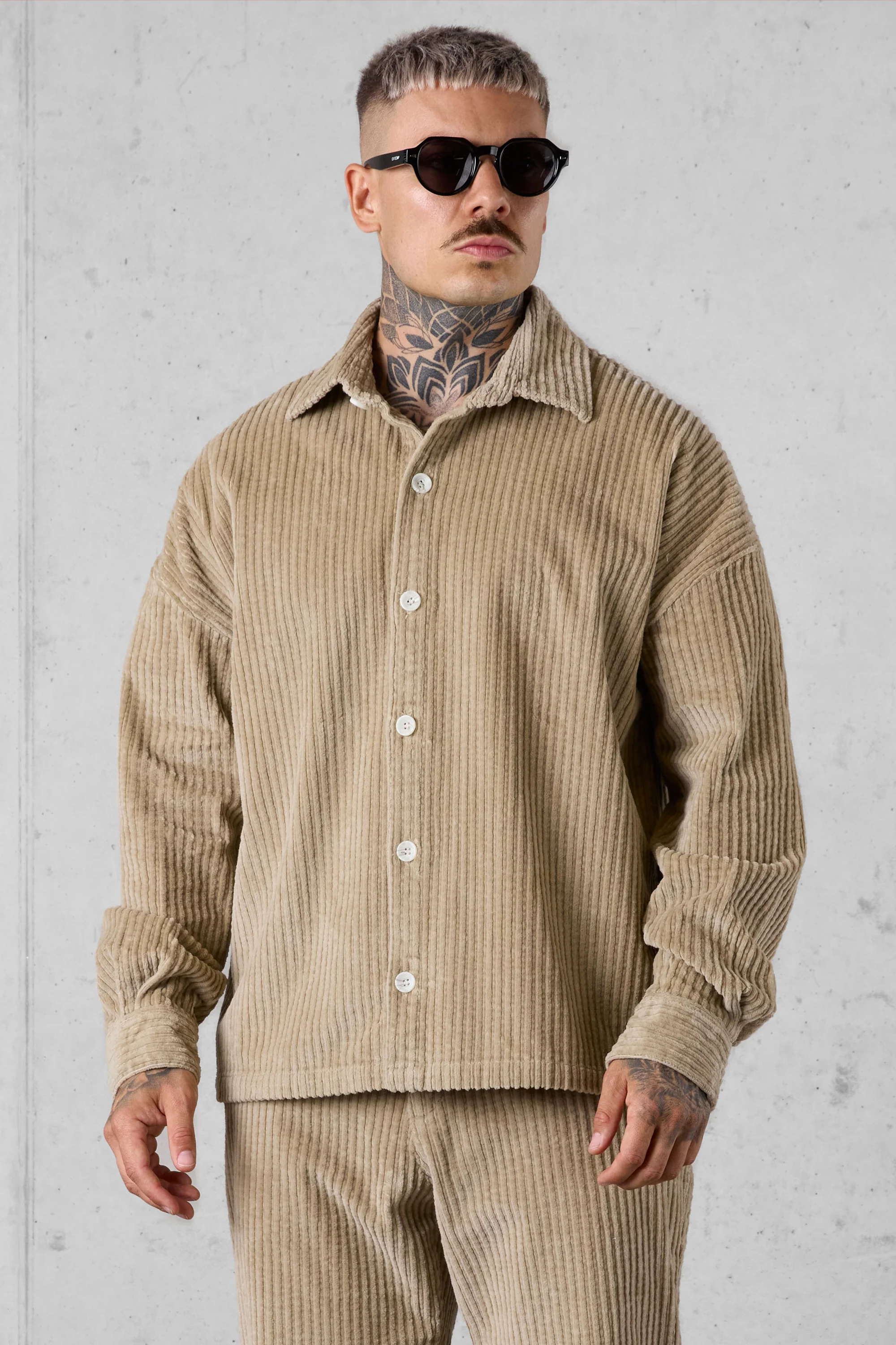 LIGHTBROWN CORD OVERSIZED SHIRT - Image 3