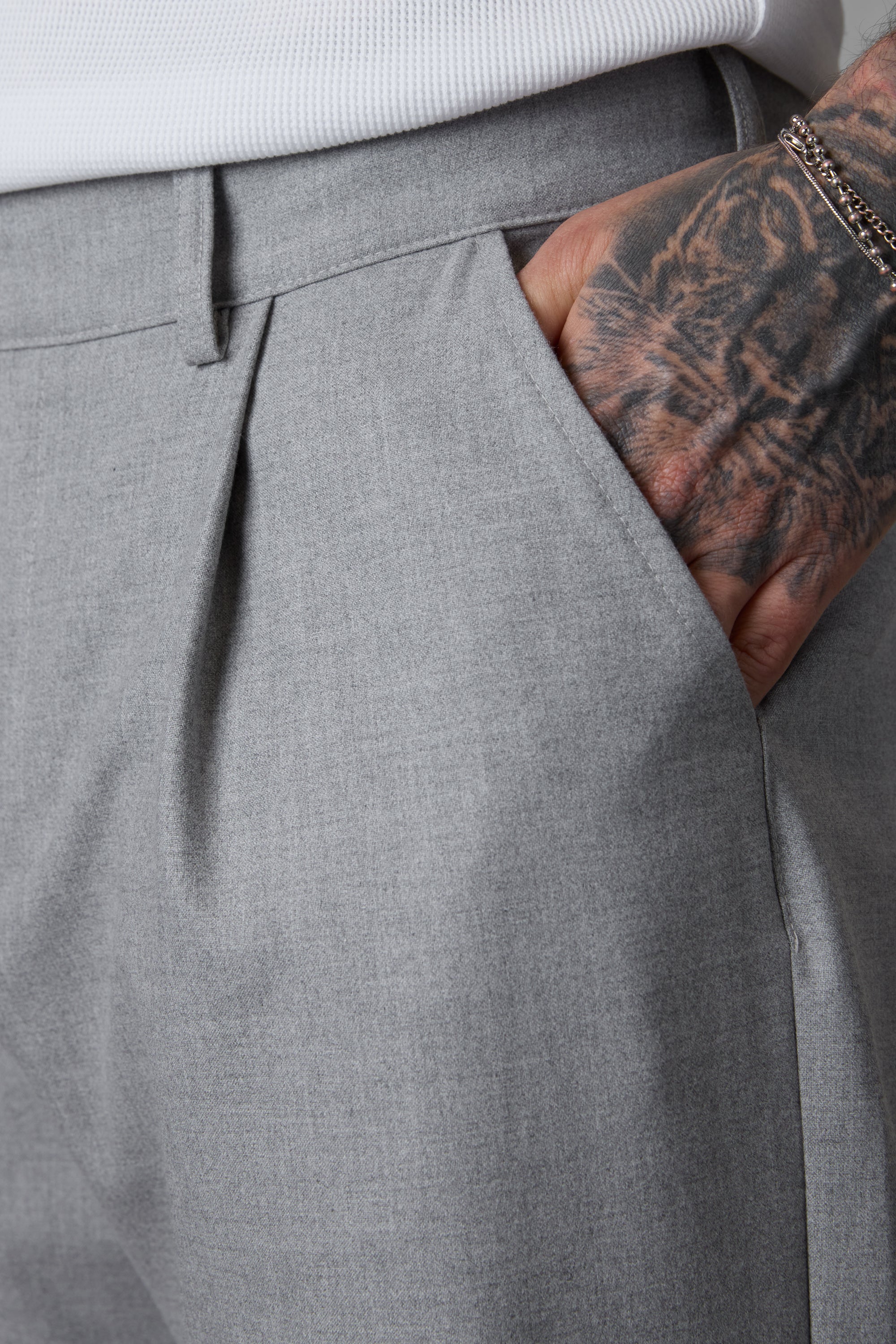 LIGHTGREY WIDE TAILORED PANTS - Image 3