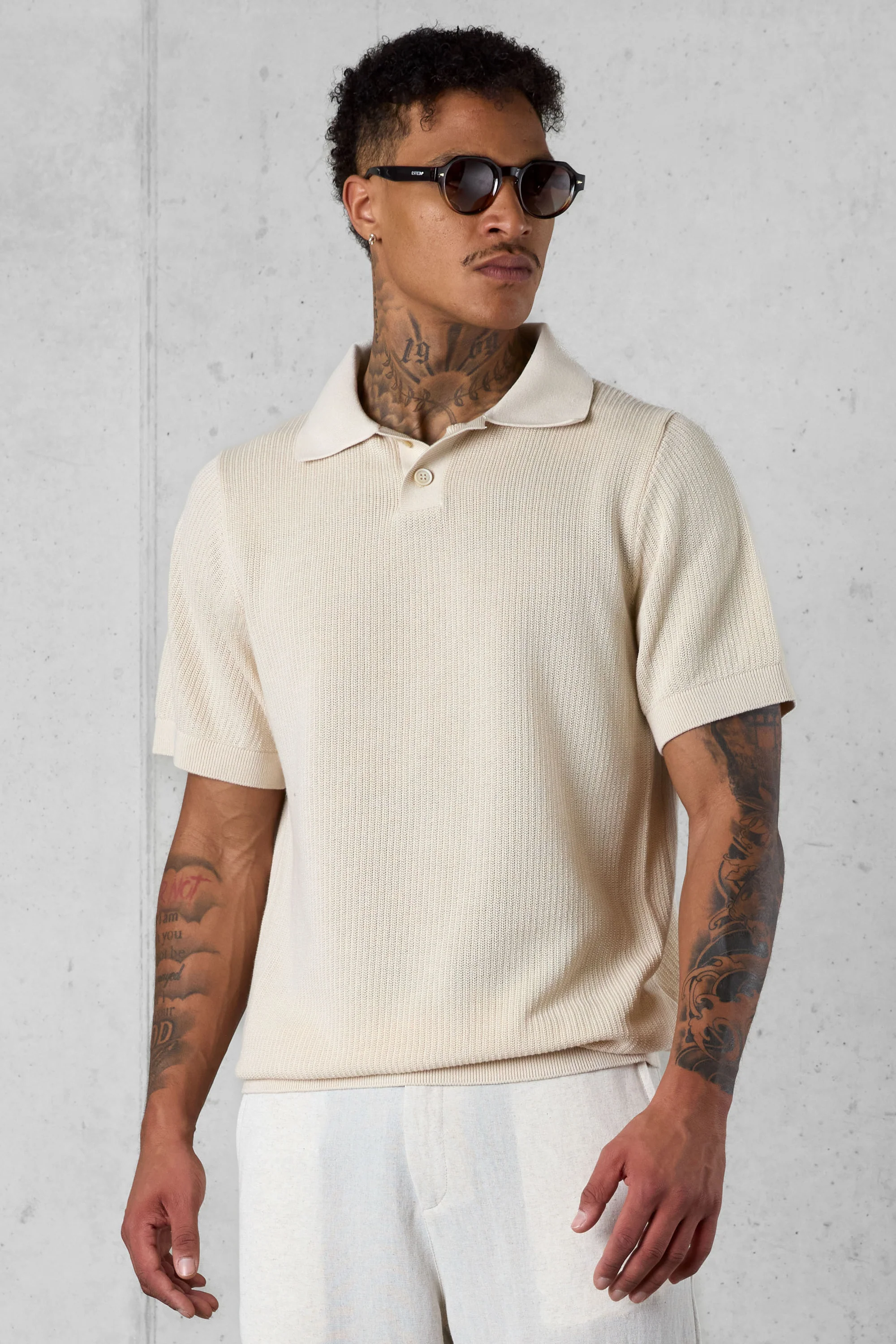 SAND OVERSIZED KNIT POLOSHIRT - Image 3