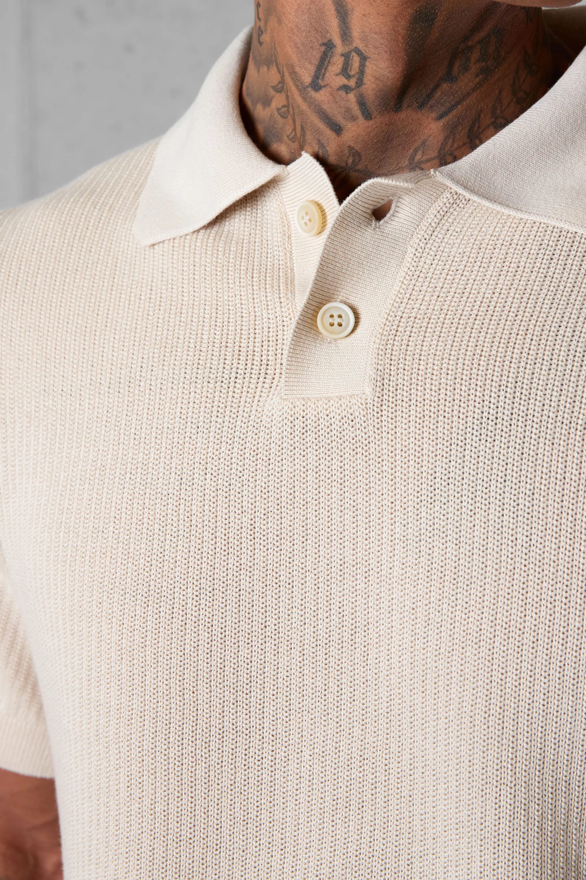 SAND OVERSIZED KNIT POLOSHIRT - Image 5