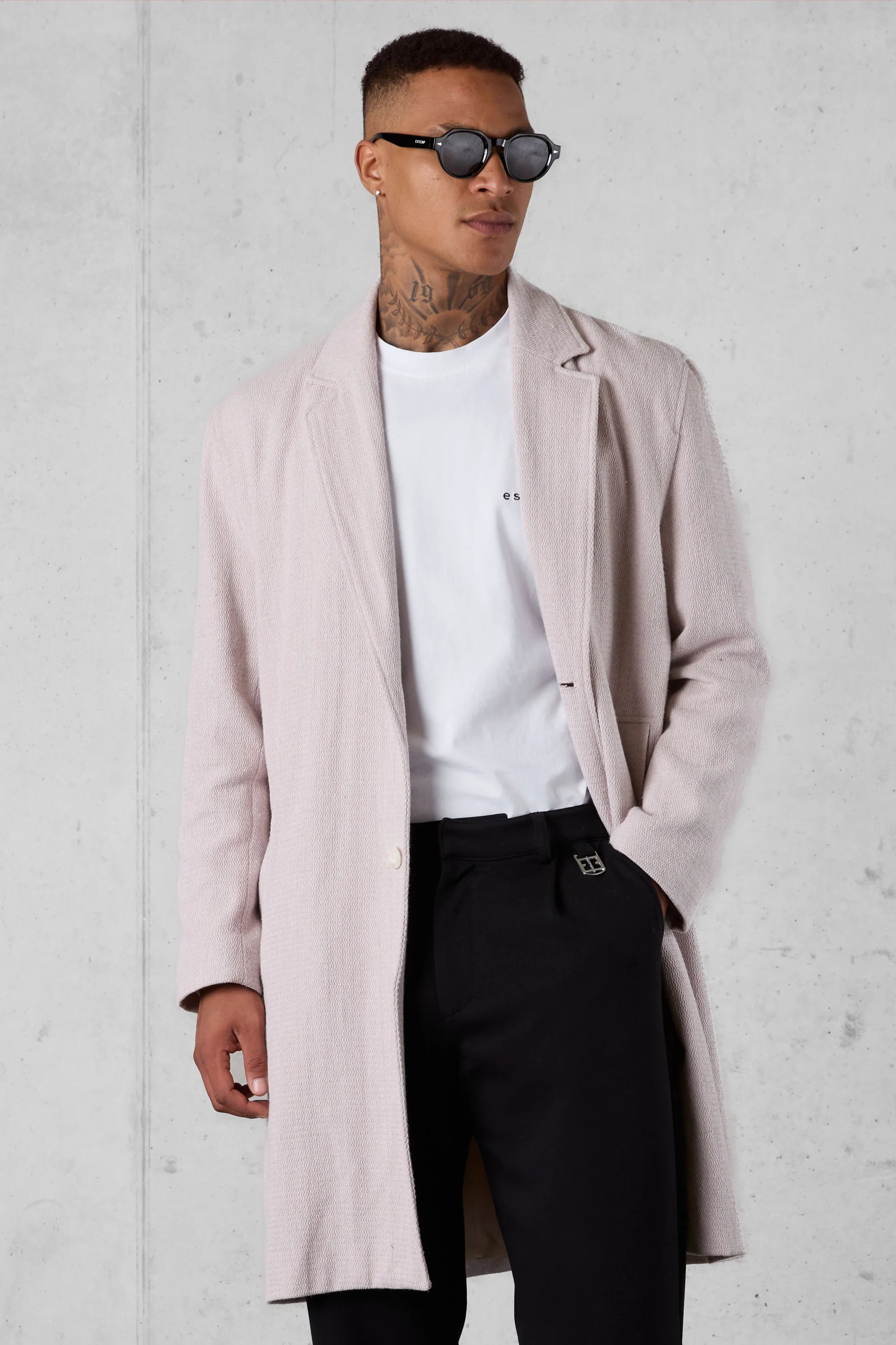 TAUPE HERRINGBONE OVERSIZED COAT - Image 3