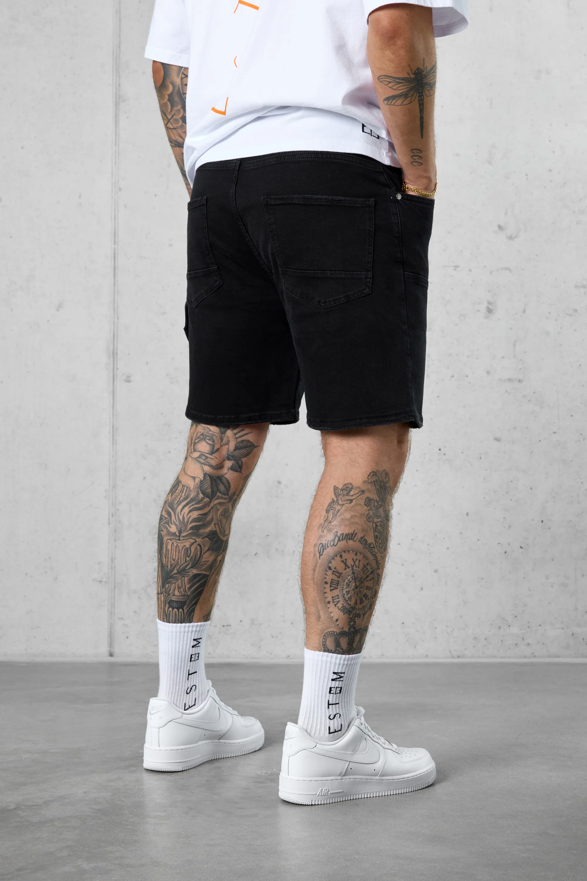 WASHED BLACK CARPENTER JEANSSHORTS - Image 4