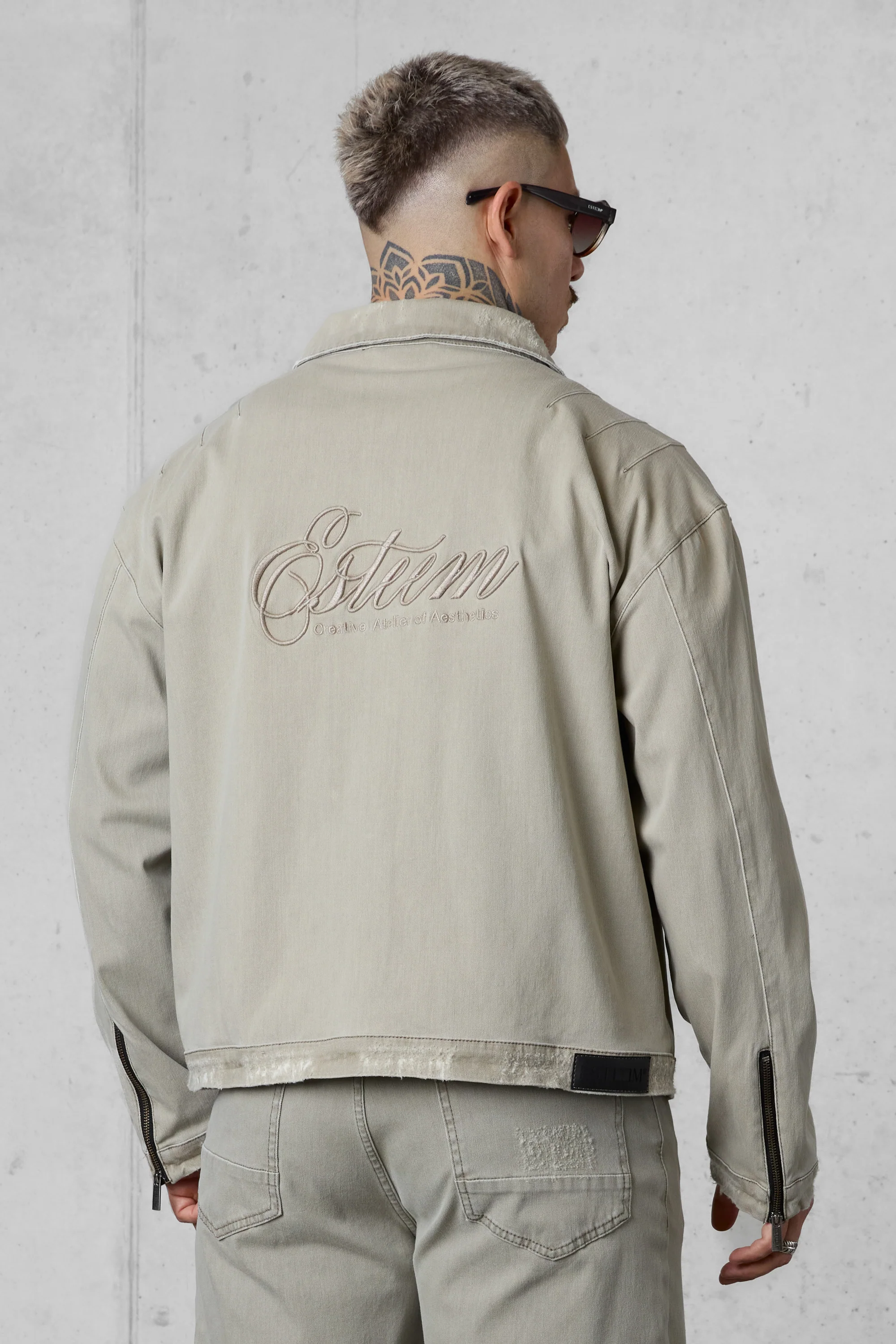 WASHED OLIVE DESTROYED JEANS JACKET - Image 2