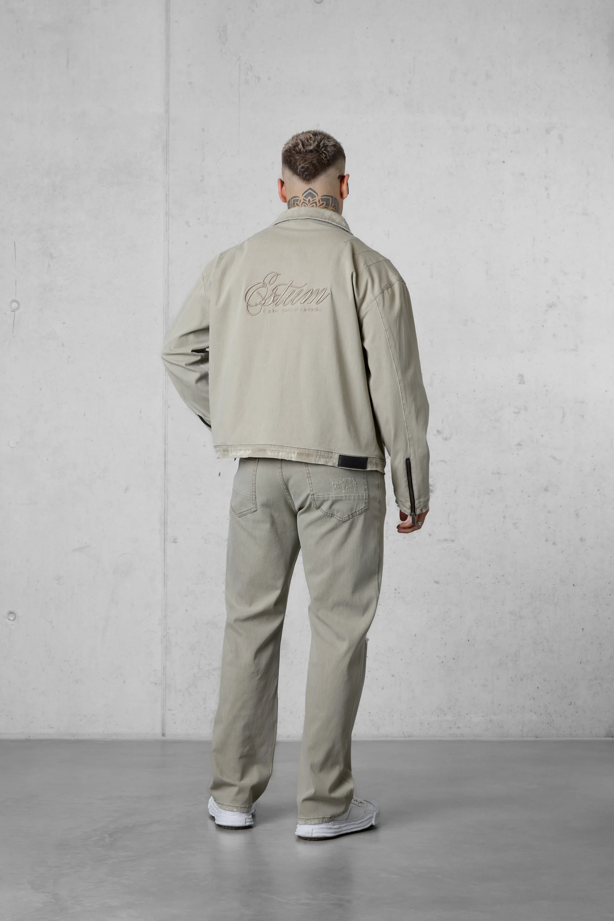 WASHED OLIVE DESTROYED JEANS JACKET - Image 7