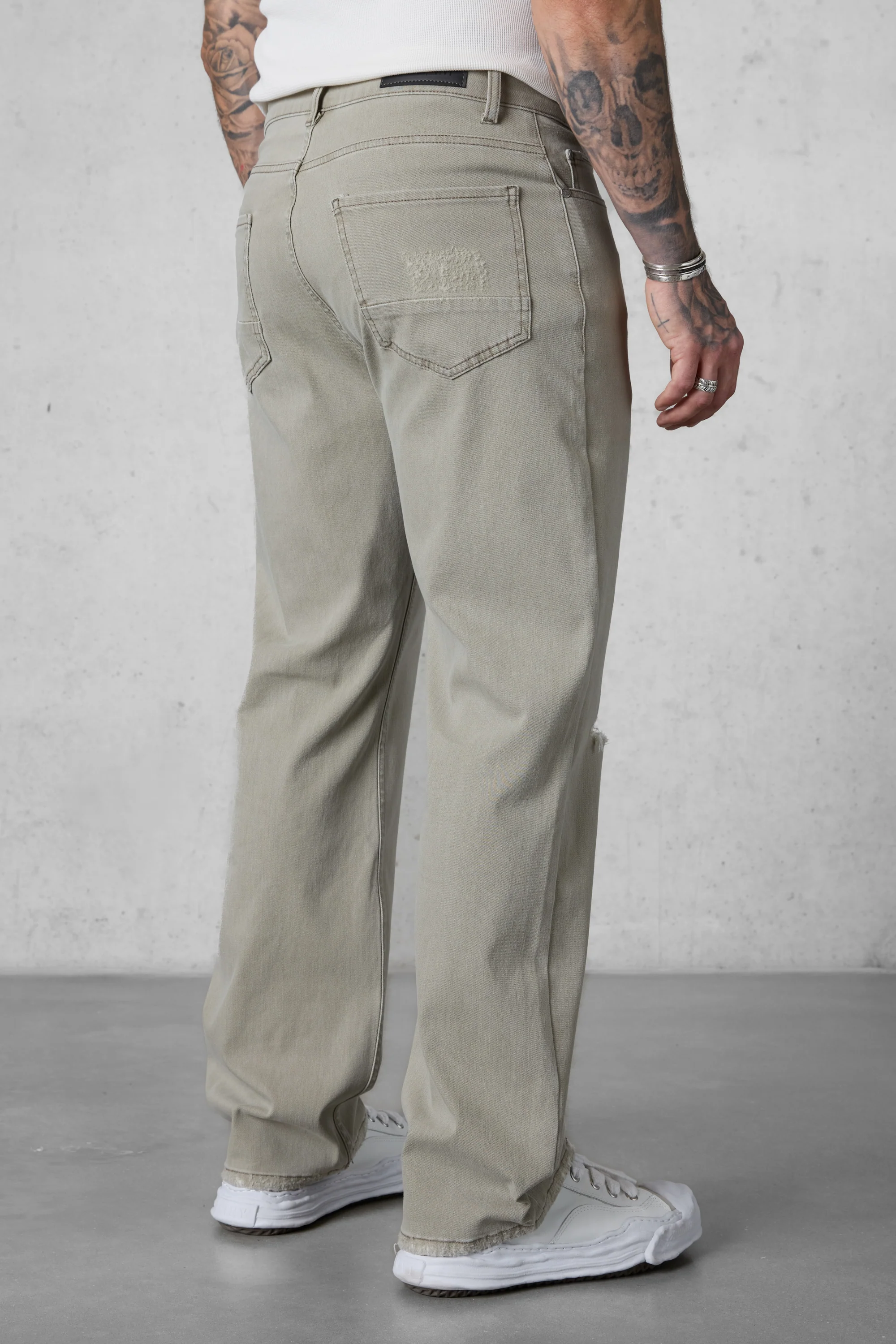 WASHED OLIVE DESTROYED STRAIGHT JEANS - Image 6