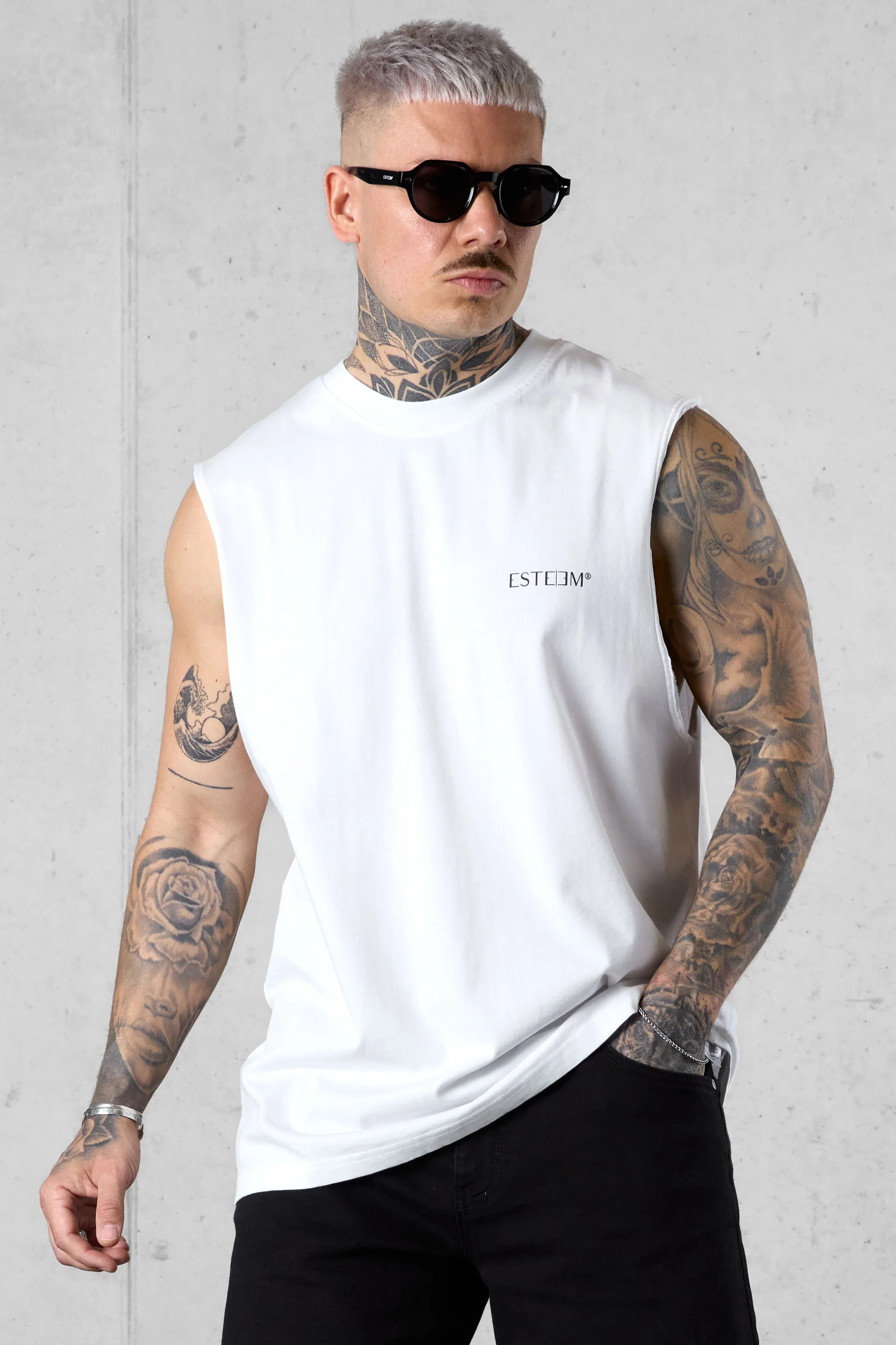 WHITE DISCREET OVERSIZED TANK TEE - Image 3