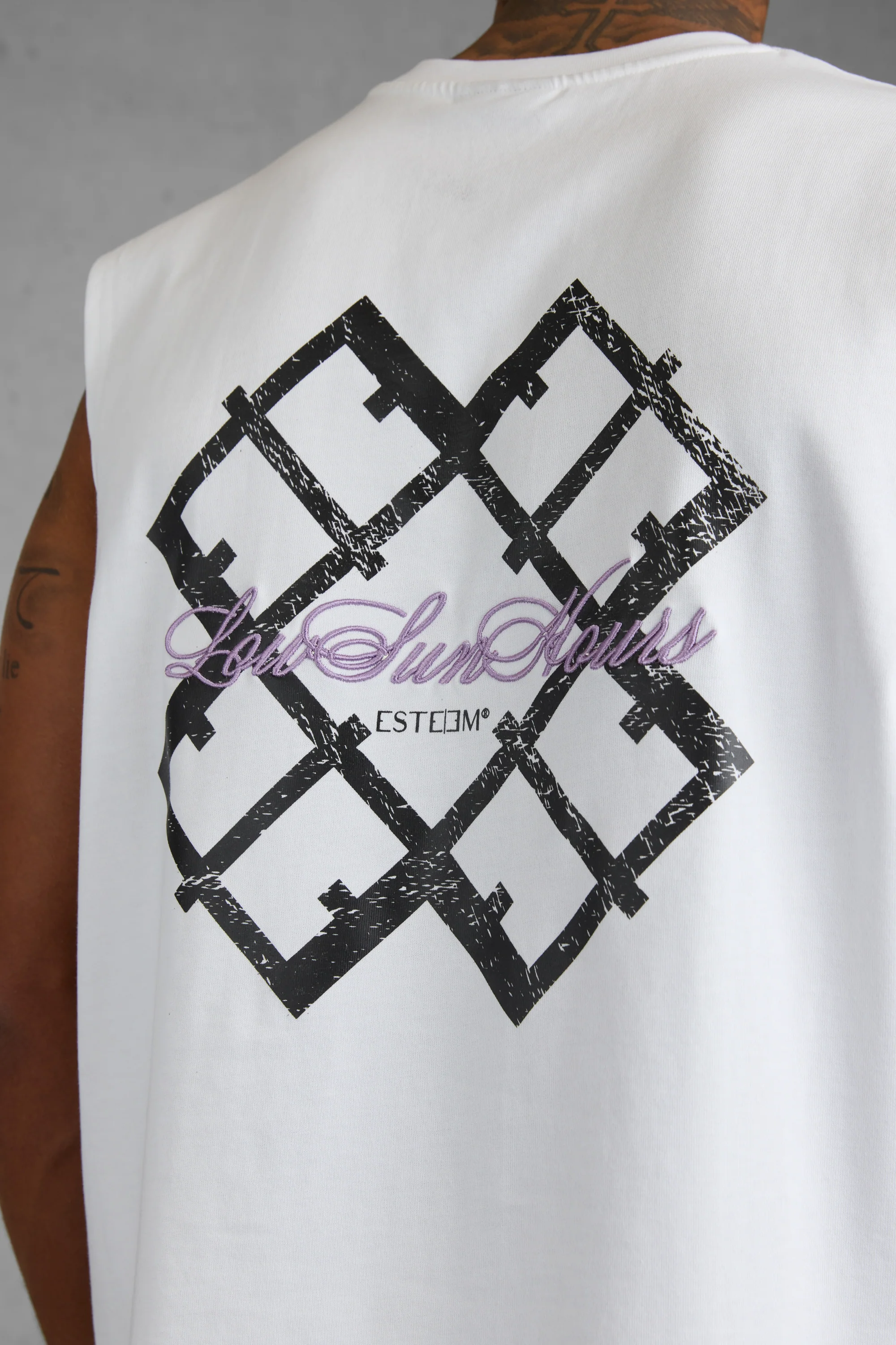 WHITE LOW SUN HOURS OVERSIZED TANK TEE - Image 3
